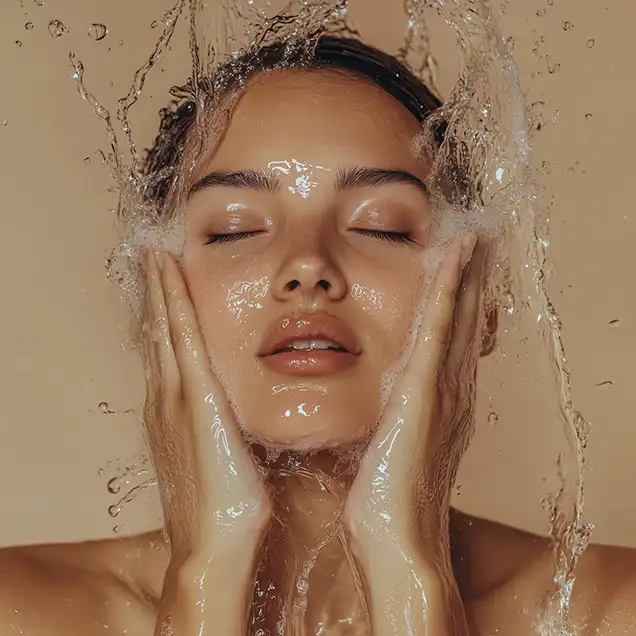 woman-rinsing-face-with-water