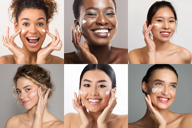 diverse-women-applying-face-cream-in-collage